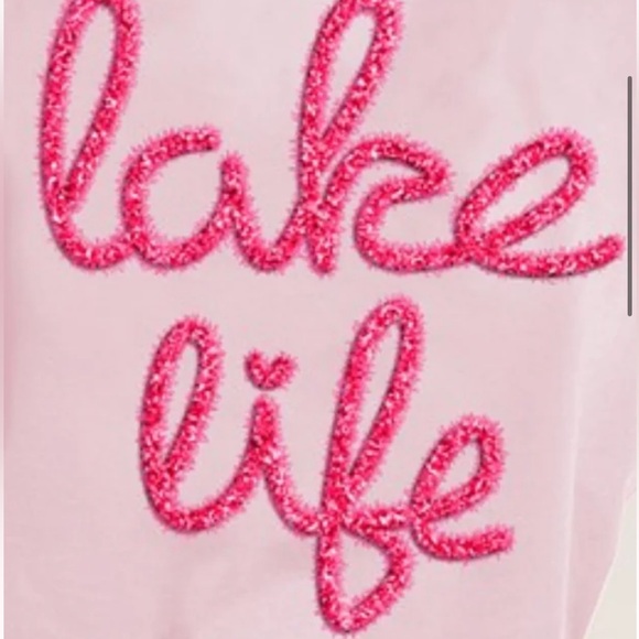 243. 🛑AT COST LAST 2! BIBI Tee Shirt Oversize Lake Life Metallic letter Pullover - Picture 2 of 5